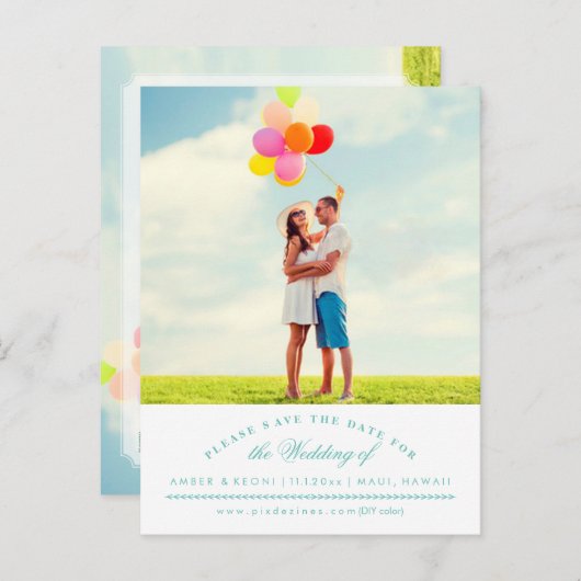 PixDezines DIY Farbe Save the Date Ankündigungspostkarte (Vorne/Hinten)