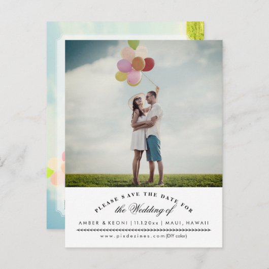 PixDezines DIY Farbe Save the Date Ankündigungspostkarte (Vorne/Hinten)