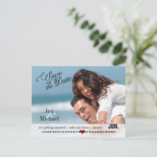 PixDezines DIY Farbe/Save the Date/Kalender Ankündigungspostkarte (Stehend Vorderseite)