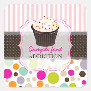 PixDezines diy Farben/Bubble Gum+Sprinkles Cupcake Quadratischer Aufkleber