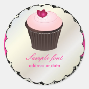 PixDezines diy Farben, cupcake+olivia damask Runder Aufkleber