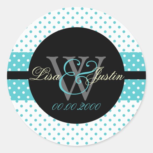 PIxDezines DIY Farben, Dots et al./blau+schwarz Runder Aufkleber (Vorderseite)