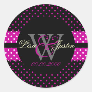 PIxDezines DIY Farben, Dots et al./neon pink+schwa Runder Aufkleber