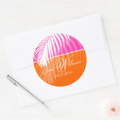 PixDezines DIY Farben/Weiße Palmfronten Runder Aufkleber (Umschlag)