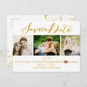 PixDezines-DIY-Farbschrift/Save the Date/Goldschri Ankündigungspostkarte (Vorne/Hinten)