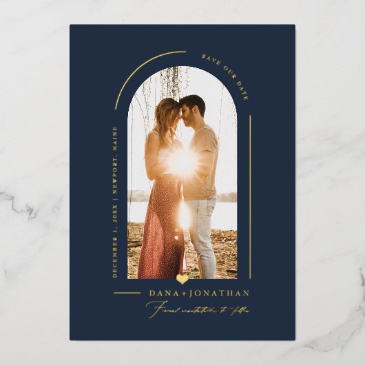 PixDezines DIY Farbskizze Blauer Pfeil Rett Datum Folieneinladung (Vorderseite)