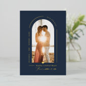 PixDezines DIY Farbskizze Blauer Pfeil Rett Datum Folieneinladung (Stehend vorne)