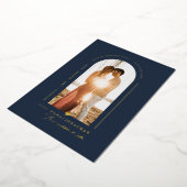 PixDezines DIY Farbskizze Blauer Pfeil Rett Datum Folieneinladung (Gedreht)