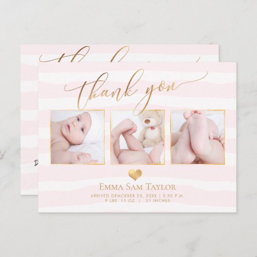 PixDezines DIY Farbstreifen|Babydusche Vielen Dank Ankündigungspostkarte (Vorne/Hinten)