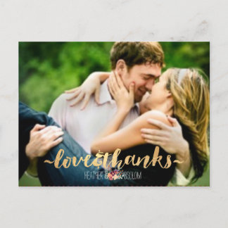 PixDezines DIY Fotos Liebe+Danke/gold+script Postkarte