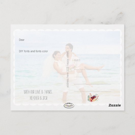 PixDezines DIY Fotos Vielen Dank Postkarte (Rückseite)