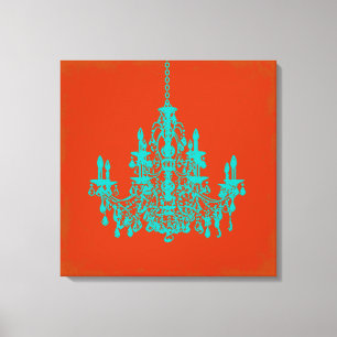 PixDezines DIY Hintergrund/teal Kronleuchter Leinwanddruck