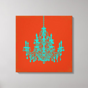 PixDezines DIY Hintergrund/türkiser Kronleuchter Leinwanddruck