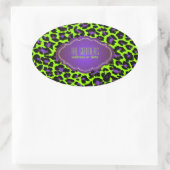 PixDezines DIY Hintergrundfarbe/lila Geparde Ovaler Aufkleber (Tasche)