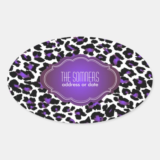 PixDezines DIY Hintergrundfarbe/lila Geparde Ovaler Aufkleber (Vorderseite)