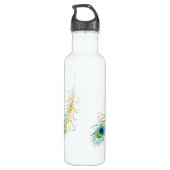 PixDezines-Diy-Hintergrundfarbe/Pfauenwolken Edelstahlflasche (Rückseite)