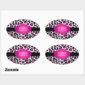 PixDezines DIY Hintergrundfarbe/rosa Gepard Ovaler Aufkleber (Blatt)