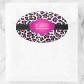 PixDezines DIY Hintergrundfarbe/rosa Gepard Ovaler Aufkleber (Tasche)