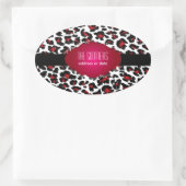 PixDezines DIY Hintergrundfarbe/rote Geparde Ovaler Aufkleber (Tasche)