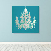 PixDezines DIY Hintergrundfarbe/Silber Kronleuchte Leinwanddruck (Insitu (Holzboden))