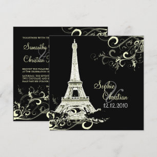 PixDezines DIY LA TOUR EIFFEL+SWIRLS/LUXURIÖSES PA Einladung