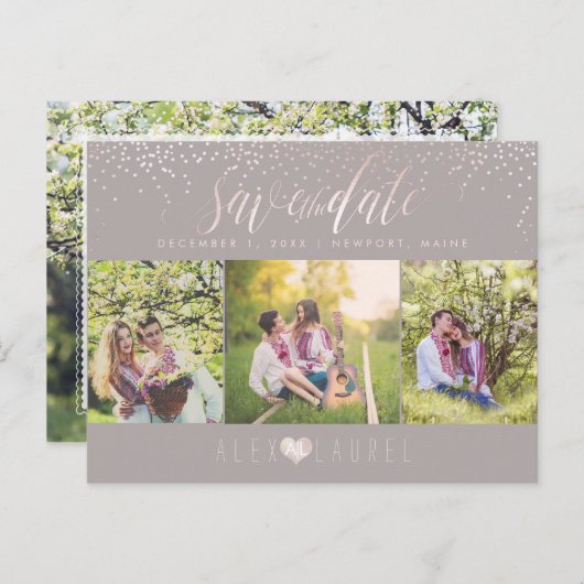PixDezines DIY/Save the Date/Blush Confetti Postkarte (Vorne/Hinten)