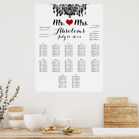 PixDezines DIYColor/Kronleuchter/Seating Chart Poster (Küche)