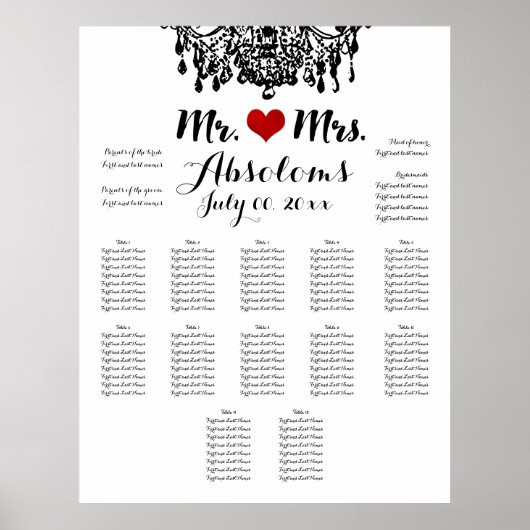 PixDezines DIYColor/Kronleuchter/Seating Chart Poster (Vorne)