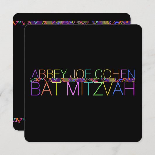 PixDezines DIYcolor/neon/bat mitzvah Einladung (Vorne/Hinten)
