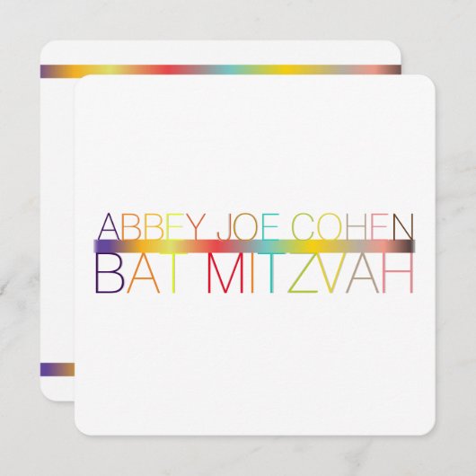 PixDezines DIYcolor/typography/bat mitzvah Einladung (Vorne/Hinten)