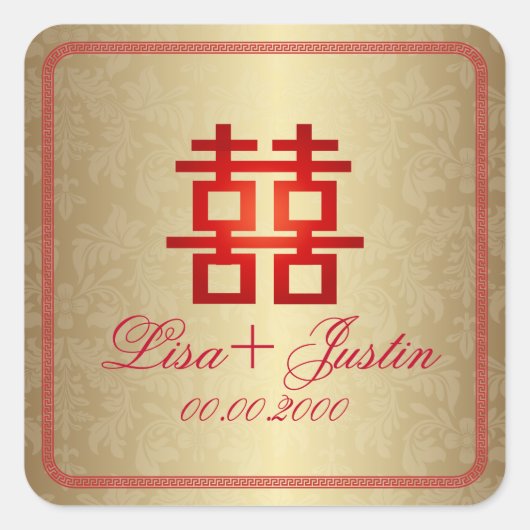 PixDezines doppeltes Glück Quadratischer Aufkleber (Vorderseite)