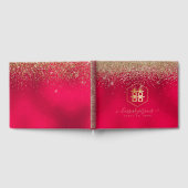 PixDezines Double Happiness Red Gold Glitzer Gästebuch (Voll)