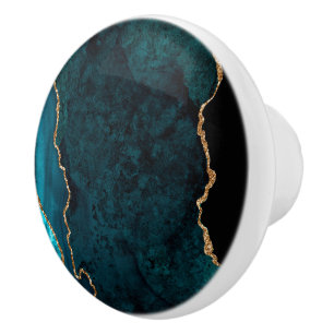 PixDezines Dunkle Aquamarine Agate Keramik Knob Keramikknauf