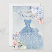 PixDezines Dusty Blue Blush Rose Quinceanera Einladung (Vorderseite)