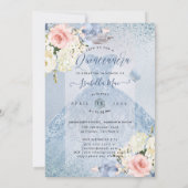 PixDezines Dusty Blue Blush Rose Quinceanera Einladung (Rückseite)