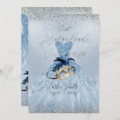 PixDezines Dusty Blue Masquerade Quinceanera Gown Einladung (Vorne/Hinten)