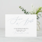PixDezines Dusty Blue Modern Script Save the Date Einladung (Stehend Vorderseite)