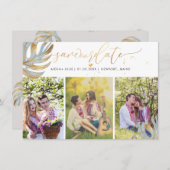 PixDezines Dusty Blue Monstera Imitats Metallic Save The Date (Vorne/Hinten)