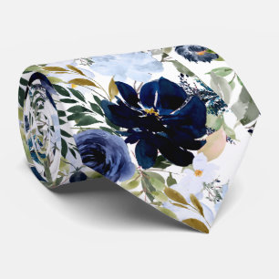 PixDezines Dusty Blue Navy Blue Watercolor Blume Krawatte