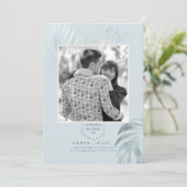 PixDezines Dusty Blue Rett Date/Silver Palms Save The Date (Stehend Vorderseite)