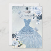 PixDezines Dusty Blue Rose Quinceanera Einladung (Vorderseite)