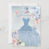 PixDezines Dusty Blue Rose Quinceanera Einladung (Vorderseite)