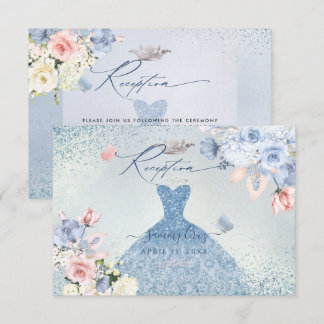 PixDezines Dusty Blue Rose Quinceanera Empfang Einladung