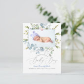 PixDezines Dusty Blue Watercolor Blume Boy Postkarte (Stehend Vorderseite)