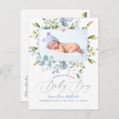 PixDezines Dusty Blue Watercolor Blume Boy Postkarte (Vorne/Hinten)