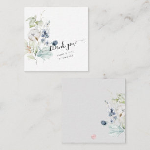 PixDezines Dusty Blue Watercolor Cotton Buds Hinwe Mitteilungskarte