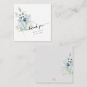 PixDezines Dusty Blue Watercolor Cotton Buds Mitteilungskarte (Vorne/Hinten)