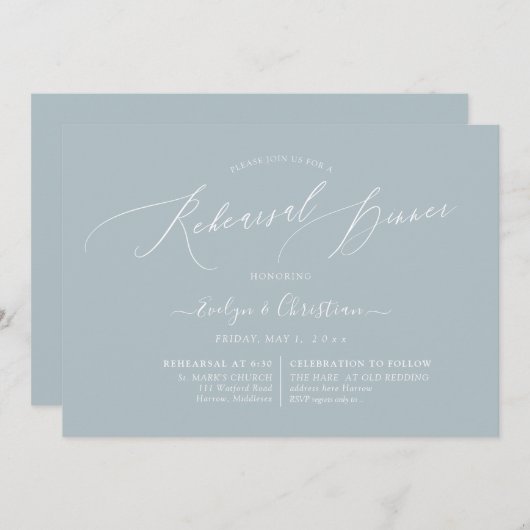 PixDezines Dusty Minimalistische Probe Abendessen Einladung (Vorne/Hinten)