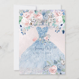 PixDezines Dusty Pink Blue Peonies Quinceanera Einladung
