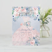PixDezines Dusty Pink Blue Peonies Quinceanera Inv Einladung (Stehend Vorderseite)